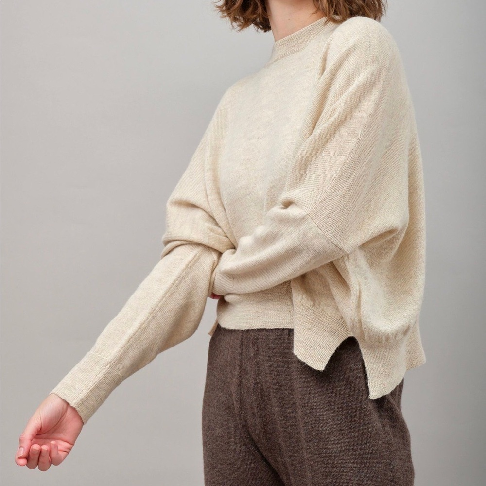 Lauren Manoogian Fine Wide Crewneck in Ecru, Size 1